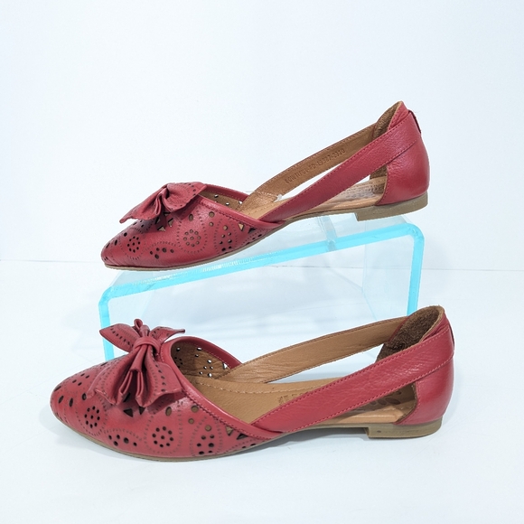 Spring Step Bowtiful Flat NEW Eu 40 Women Red Leather Slip on Shoes d'orsay - Picture 9 of 12